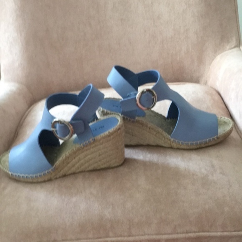 VIA‎ SPIGA Blue Leather Espadrille Wedge
